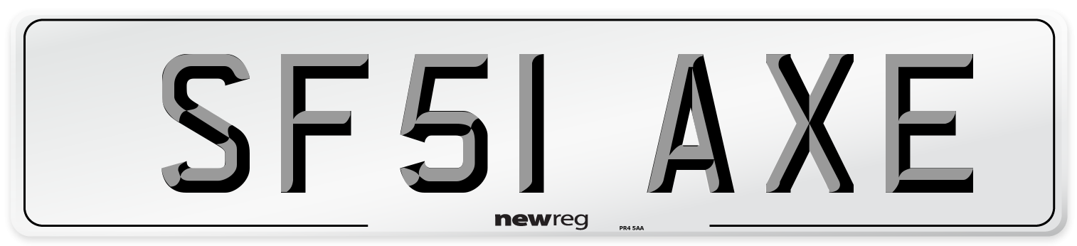 SF51 AXE Number Plate from New Reg
